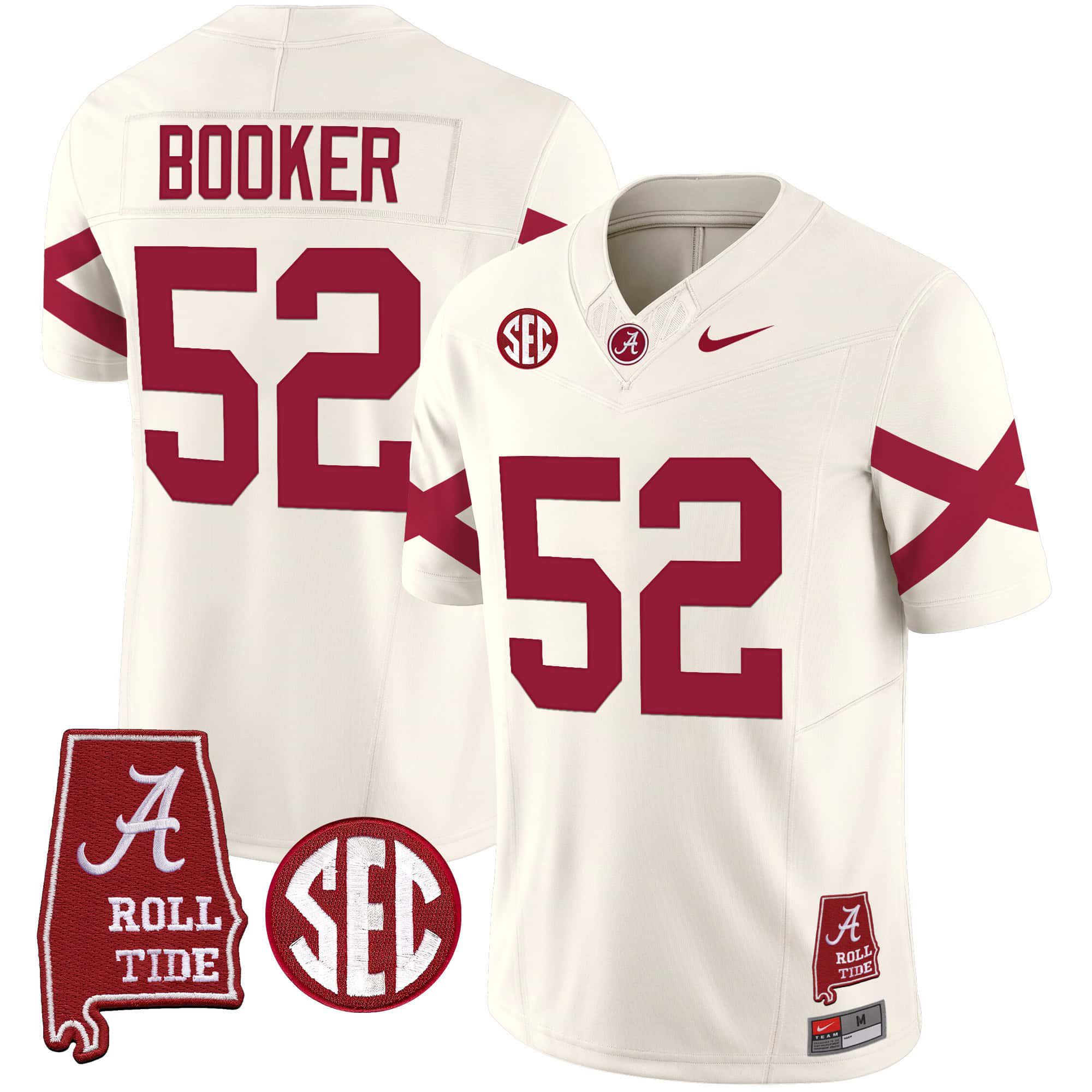 Men Alabama Crimson Tide #52 Booker Cream Map Vapor Limited 2024 Nike NCAA Jersey